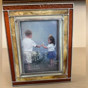 Carr Stain Glass Picture Frame 2000 Vintage Boho Craftsman Cottage 3.5x5” Photo